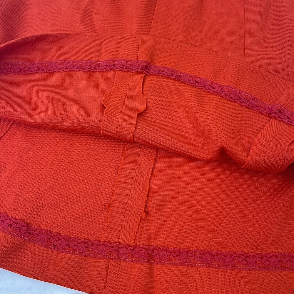 Vintage 1970s Pre-teen Girls Skirt Mod Bright Stretch Knit‎ Red Sz 10  Handmade - Picture 4 of 4